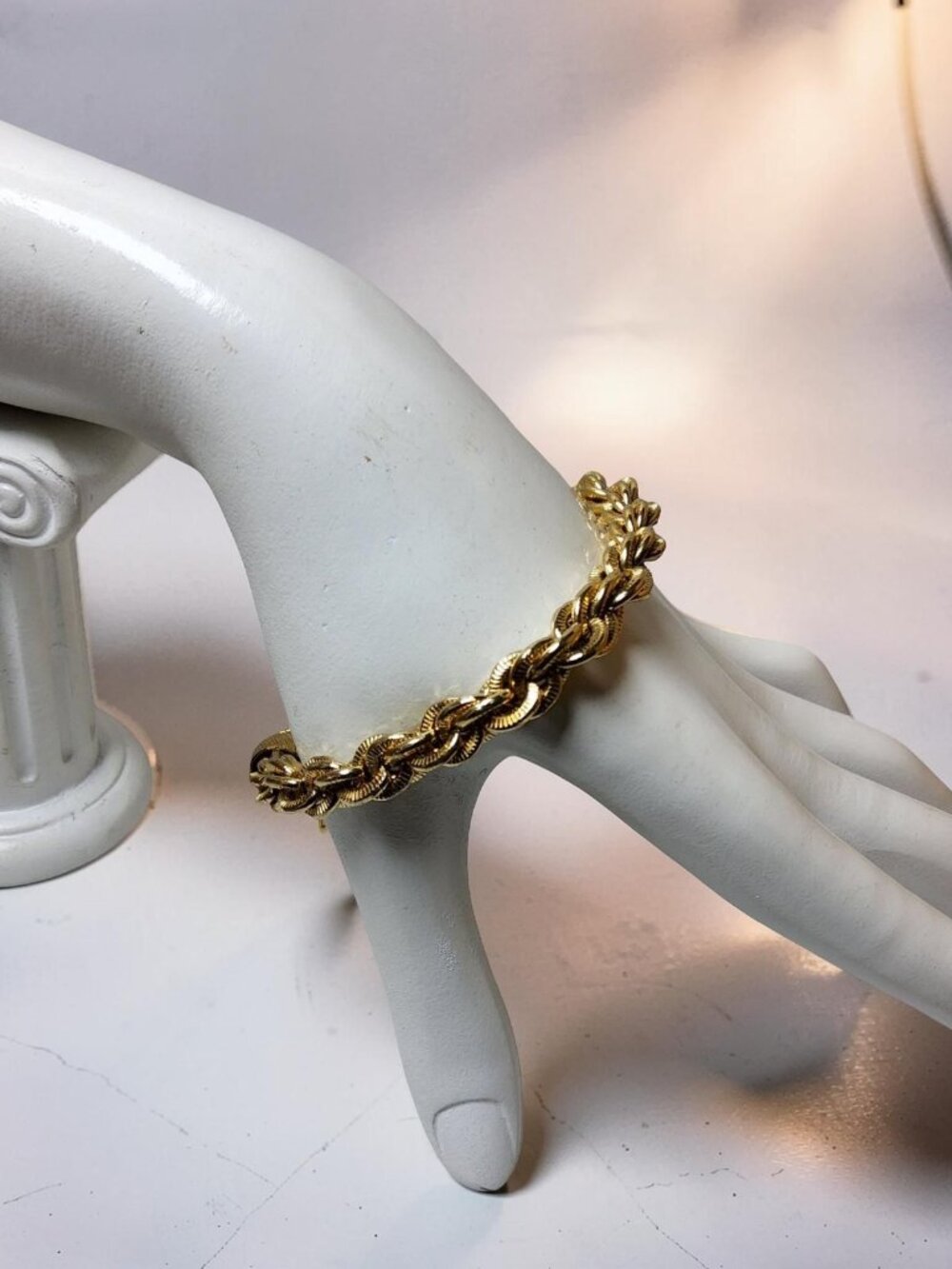 vintage monet gold tone triple link locking clasp bracelet